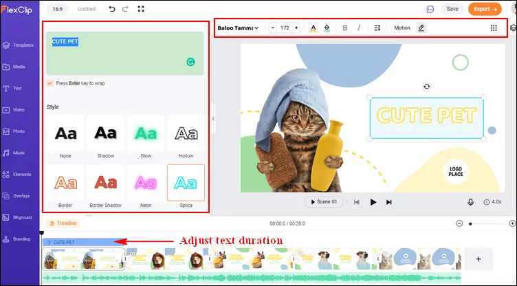 Make Text Animation Online - Customize Basic Text 