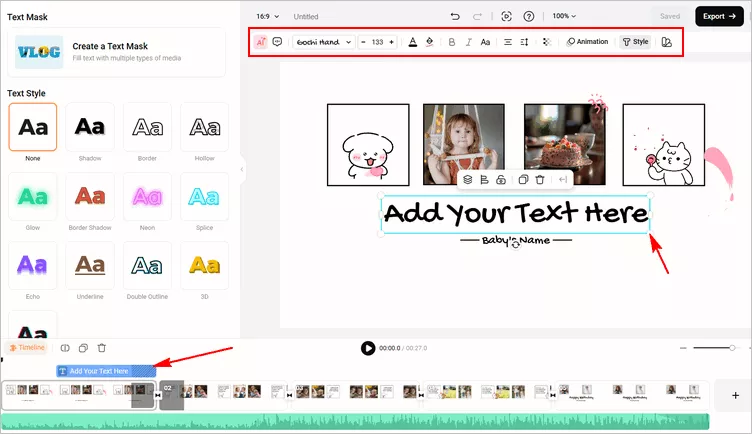 Make Text Animation Online - Customize Basic Text 