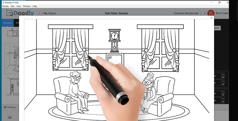 Iconic drawing hands of whiteboard animations by Doodly