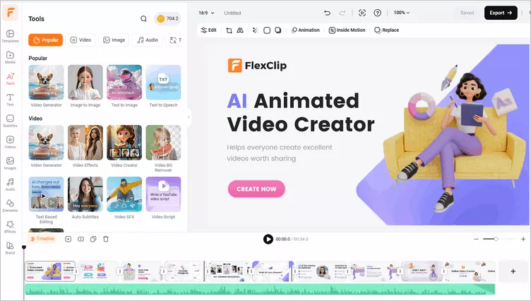 Create animated videos by FlexClip AI animated video maker