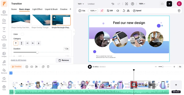 Add trending transitions to spice up the app explainer video