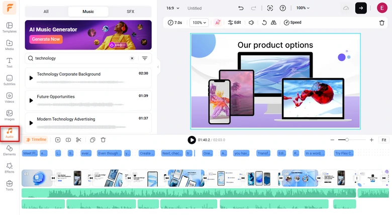 Add royalty-free music and sound effects to create the vibes for your app explainer video