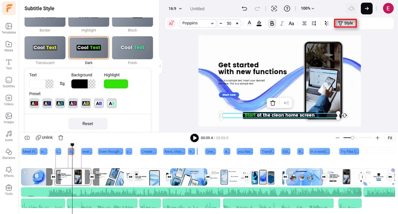 Edit automatically generated subtitles in video