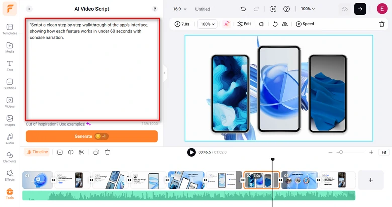 Use AI video script generator to write scripts for your app explainer video