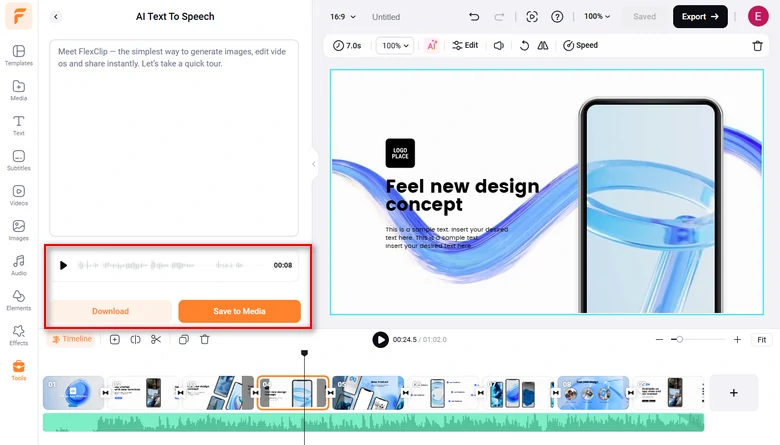Preview and save AI voices to the media library