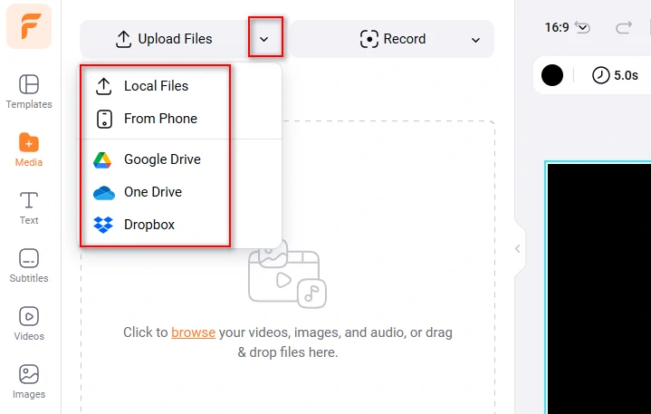 Upload your app’s video assets to FlexClip