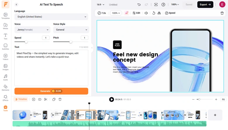 Convert scripts to realistic AI voices for your app explainer videos