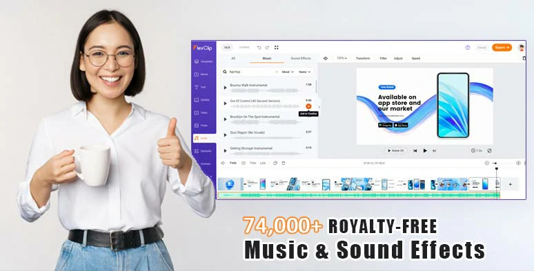Use vast royalty-free music and sound effects to add vibes and emotions to app promo videos