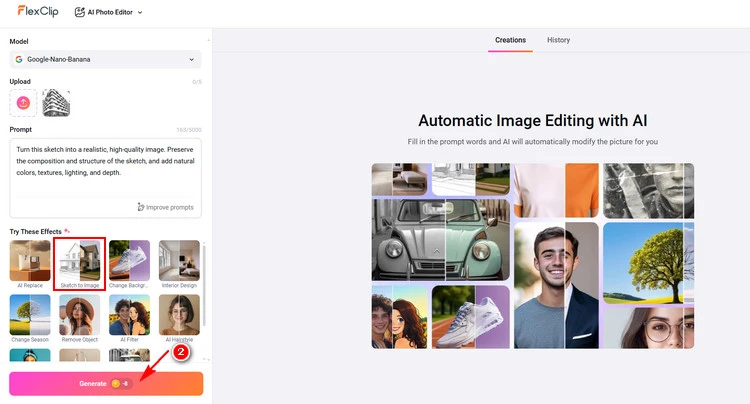 Apply Sketch to Image Effect - FlexClip
