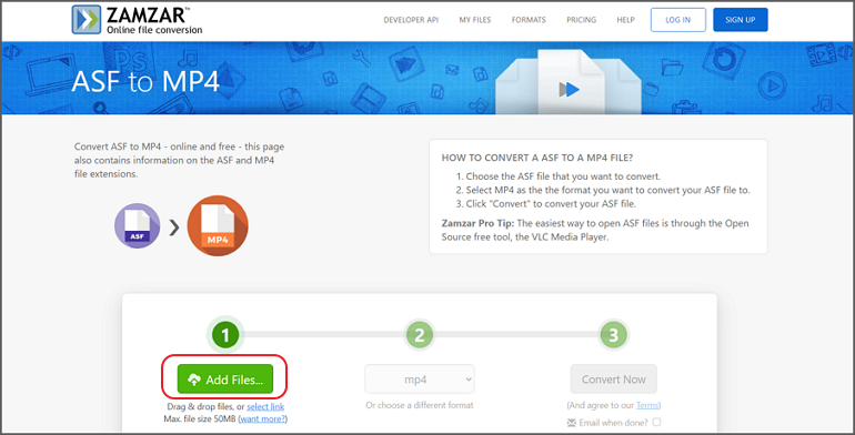 Convert ASF to MP4 Online with ZAMZAR