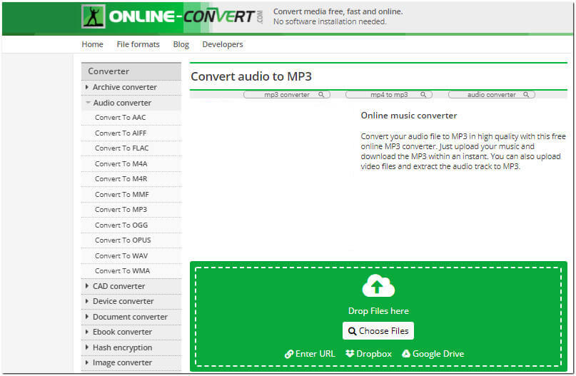 Online MP3 Audio Converter.
