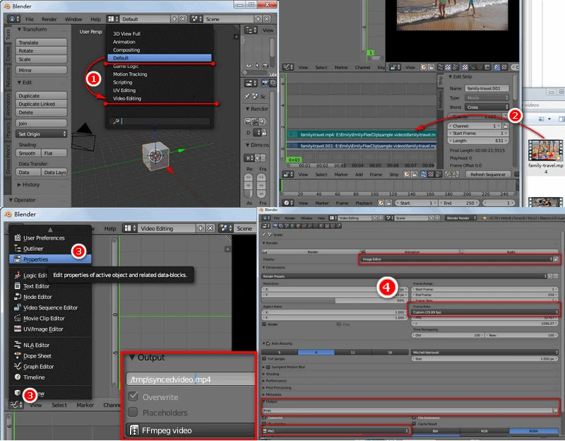 How to sync delayed video and output it to MP4 with Blender