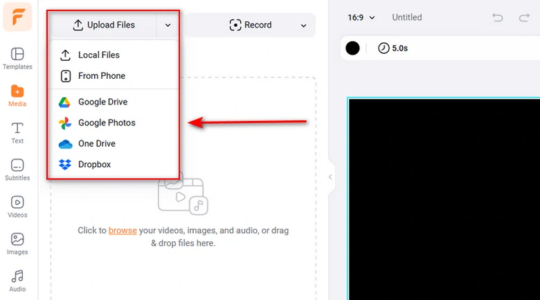 Upload Media Resources to FlexClip
