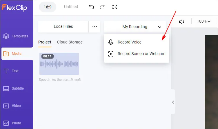 Create and Add Audio Description to Video with FlexClip - Record Your Voice as the Audio Description