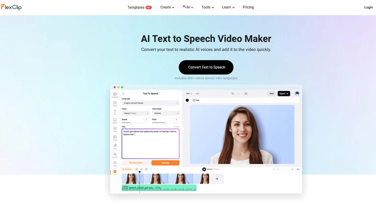 Text to Speech Feature - FlexClip