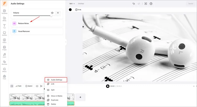 Audio Noise Reduction Feature - FlexClip