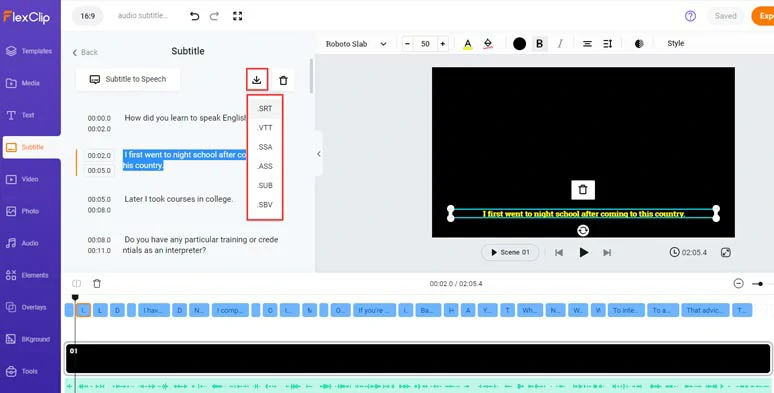 Edit the auto-generated subtitles and download the subtitles in SRT, VTT, or other subtitle formats