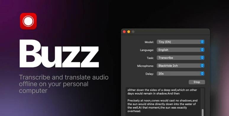 Generate subtitles from audio by Buzz