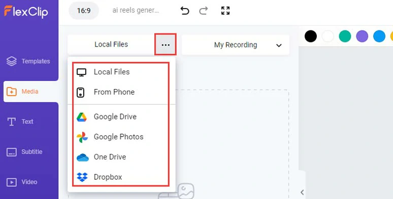 Upload your audio recordings to FlexClip