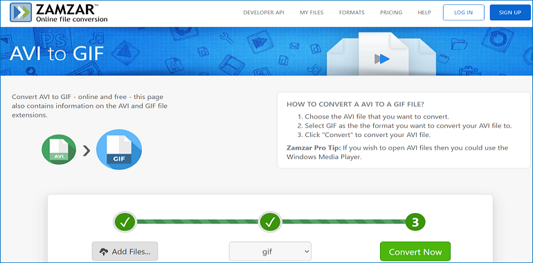 How to Convert AVI to GIF Online for Free with ZamZar