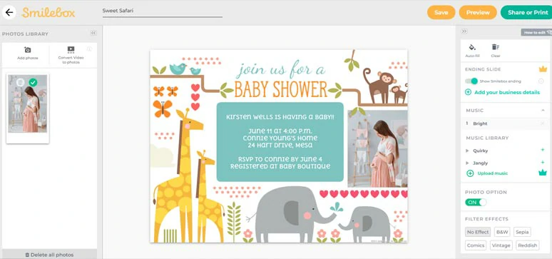 Create baby shower invitation videos by Smilebox