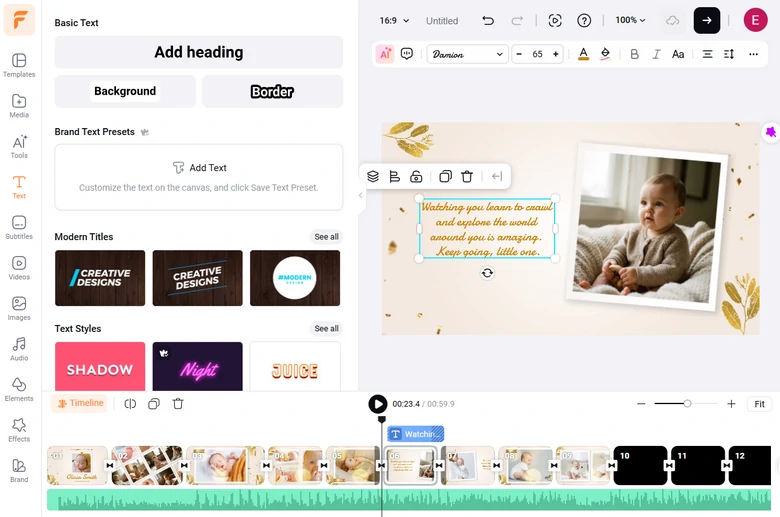 Enter Text on Baby Video