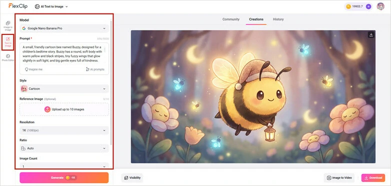 Create Your Unique Story Character Image in FlexClip