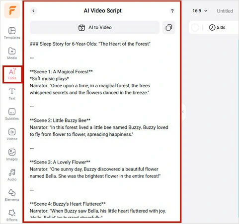 Make a Bedtime Story Video - Generate a Storyline in FlexClip