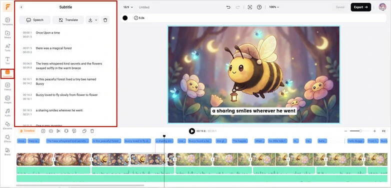 Generate Subtitles for Your Bedtime Story Video in FlexClip
