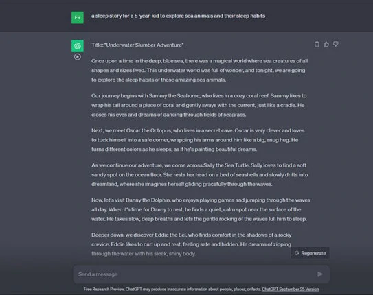 Use ChatGPT to Generate a Bedtime Story
