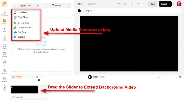 Upload Media Resources to FlexClip