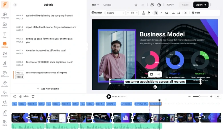 Customize the style of auto-generated subtitles in the video