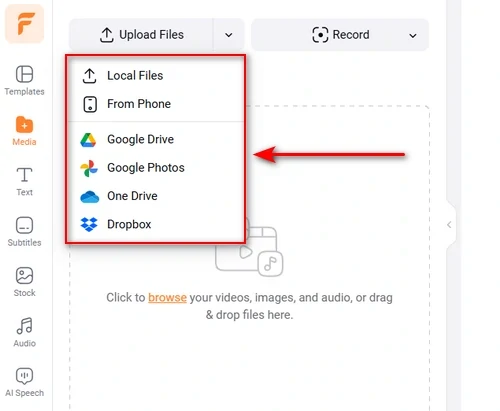 Upload your video assets to FlexClip