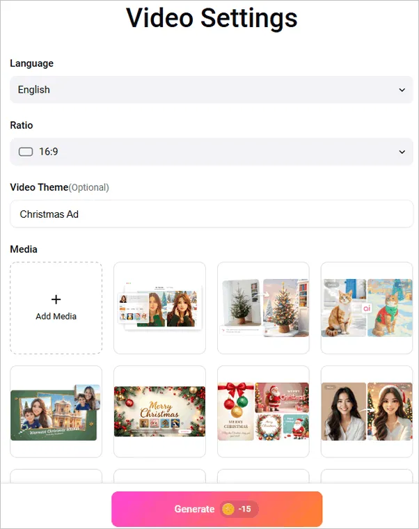 Auto Edit to Turn Your Footage into a Christmas Ad Automatically- Settings