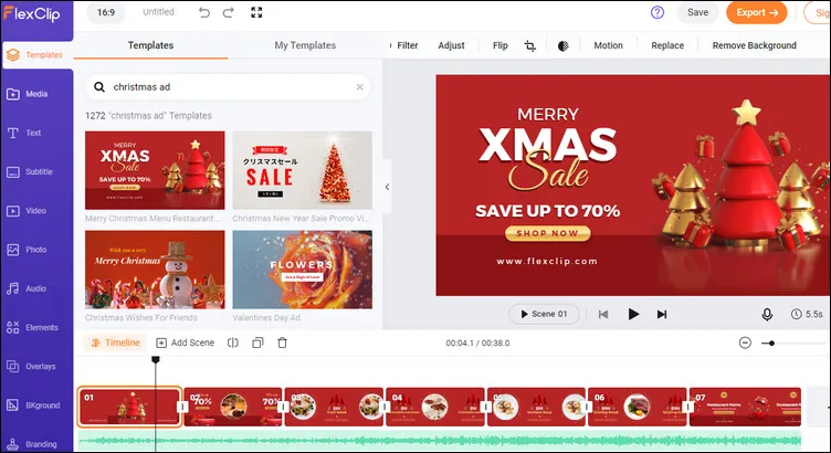 FlexClip Christmas Ad Video Maker