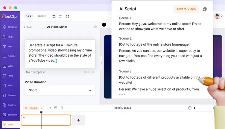 FlexClip's AI Script Generator for Your Christmas Ad