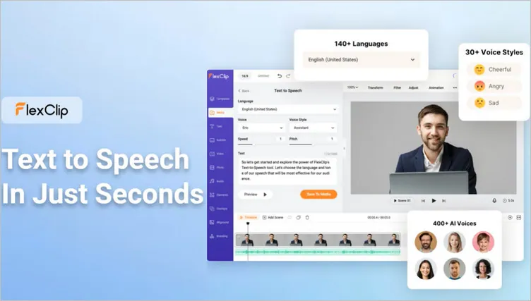FlexClip's AI Text-to-Speech Tool for Your Christmas Ad