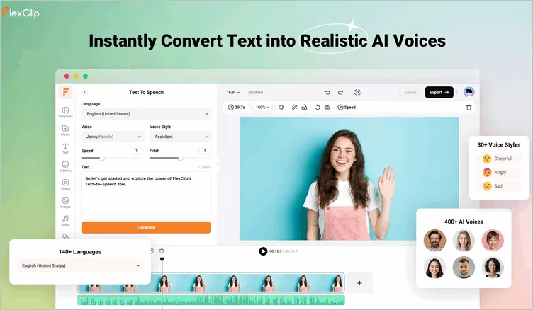 FlexClip's AI Text-to-Speech Tool for Your Christmas Ad