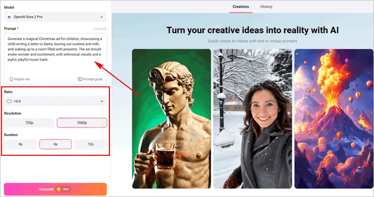 Try FlexClip's AI Video Generator to Create an AI Christmas Intro - Prompt