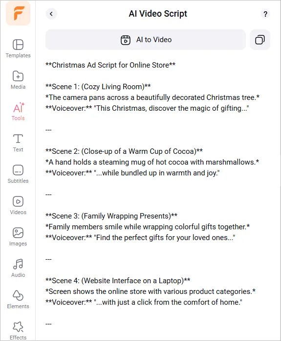 AI Christmas Advertising Script