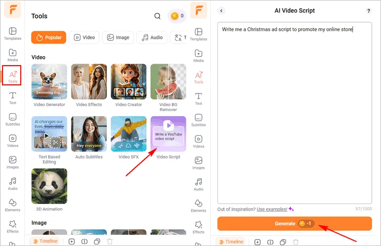 Write the Christmas Advertising Script with AI