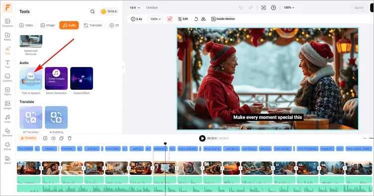 Edit the Voice Narration for the Christmas Ad with AI