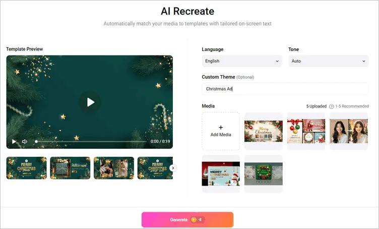 Recreate Any Christmas Template for a Custom Christmas Ad Video - Upload & Setting