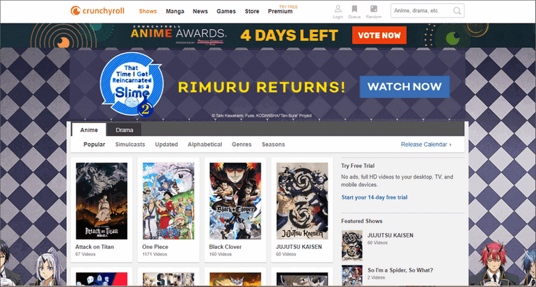 Watch free best sale anime websites online