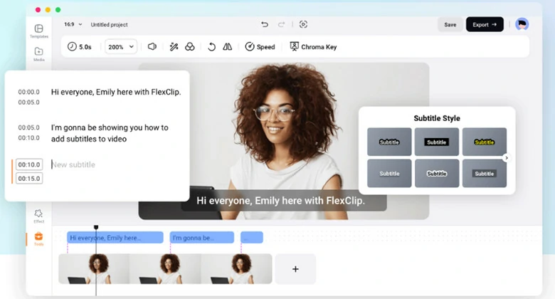 Auto Subtitle Feature in FlexClip