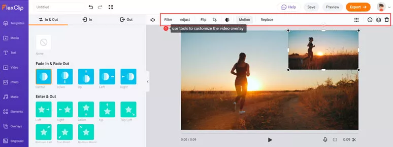 Use the tools above to customize the added video overlay