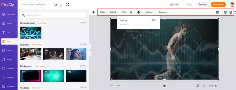 Low the opacity of the video overlay and customize other details