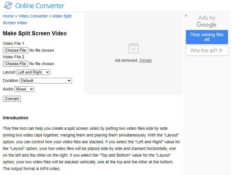 Split-Screen Video Editor Online Converter Overview