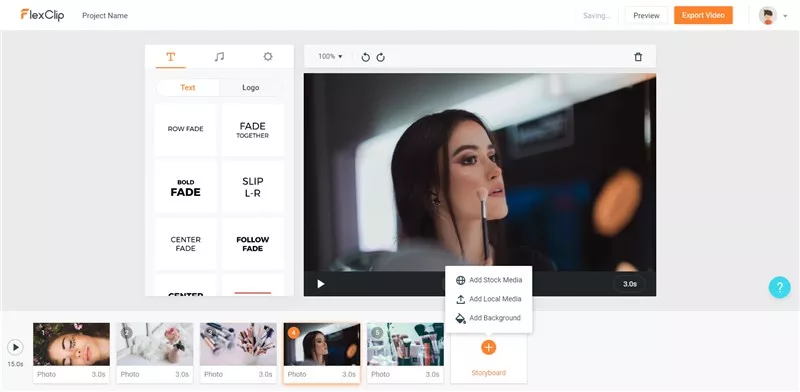 FlexClip's Editing Interface