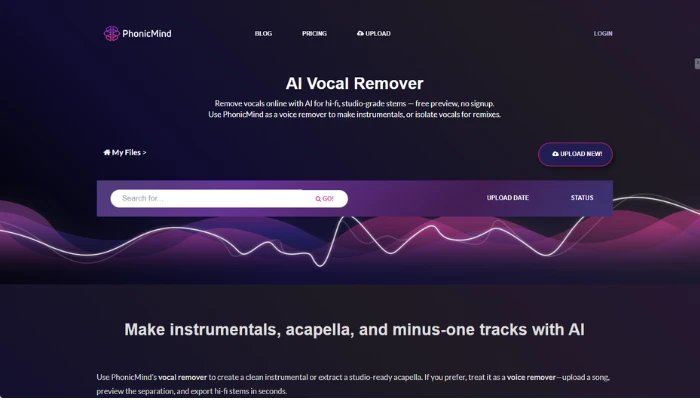 PhonicMindのAI音源分離ツール